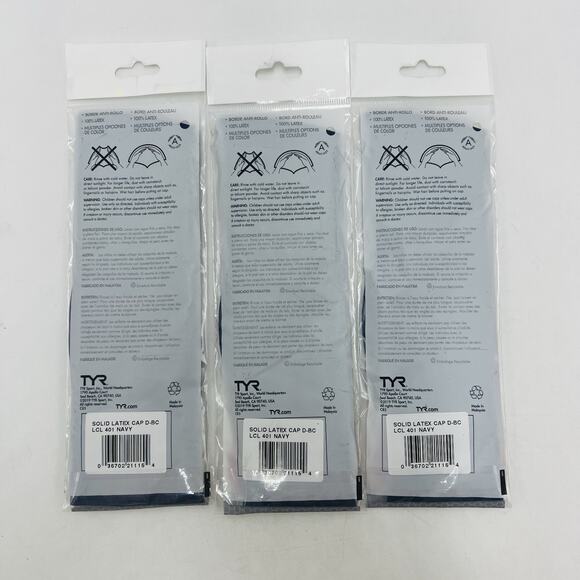 3 TYR Latex Adult Swim Cap Navy Blue Anti Roll Edge New - Picture 2 of 2